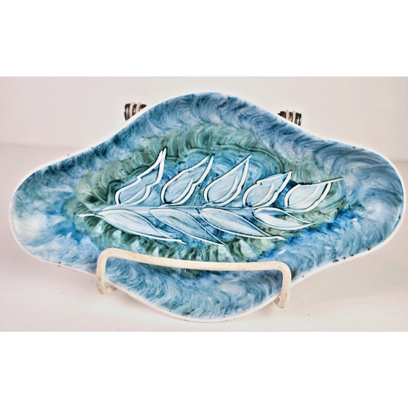 H. Turner Whalley Blue & Green Tuscan China Metallised Hand Painted Trinket Dish - Picture 1 of 3